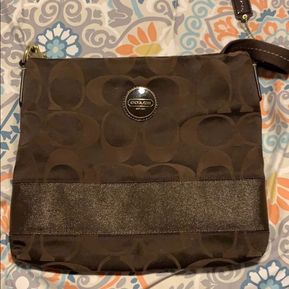 Brown Coach cross body satchel